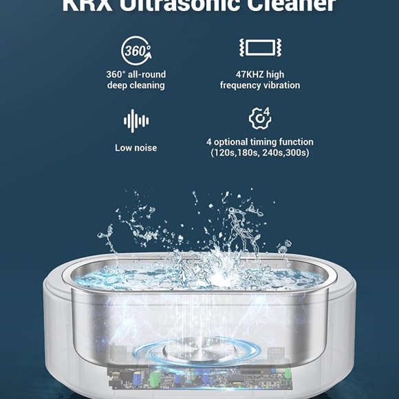 (1818) KRX Professional Ultrasonic Jewelry Cleaner Glass Ring Gold Silver Diamon - Picture 3 of 6